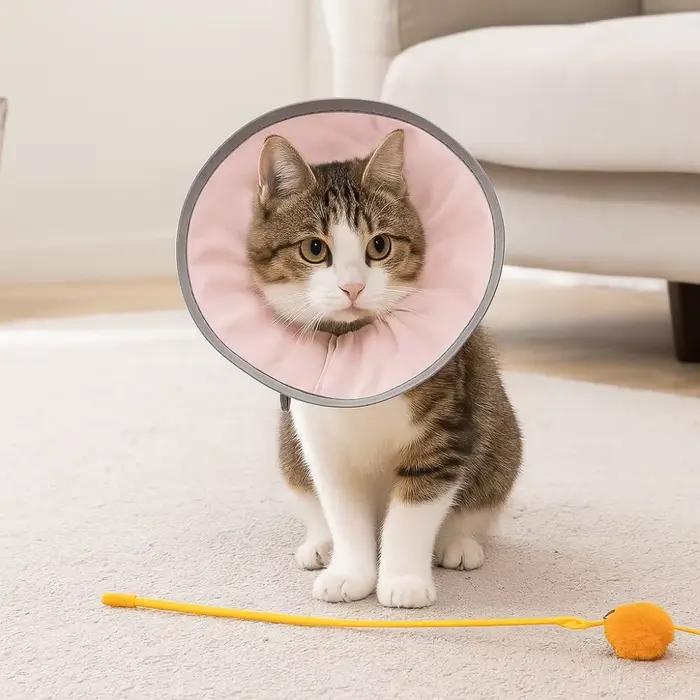 Collier anti-léchage pour animaux de compagnie, collier éлизабетанский imperméable réglable pour chat, collier protecteur doux anti-morsure pour toilettage des animaux