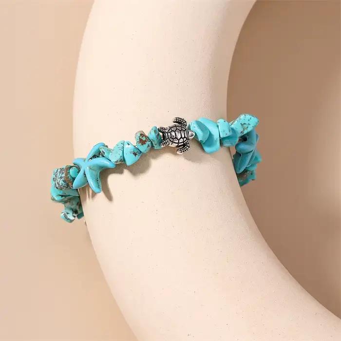 Bracelet Bohème Fait Main avec Perles pour Femme, Breloques Coquillages et Étoiles de Mer, Bijoux d'Été pour Filles, Cadeaux de Vacances à la Plage