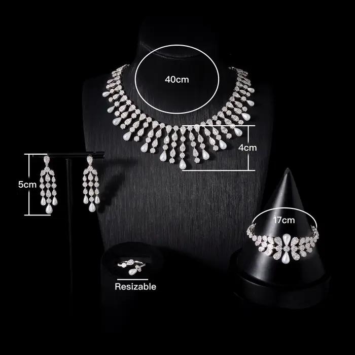 Parures de colliers pour femmes IN JEWELIFE 250402, zircon cubique, ensemble de bijoux de mariée en perles, accessoire de fête et de fiançailles, style Dubaï et Arabie Saoudite