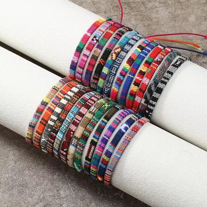 Ensemble de 24 bracelets de Style bohème pour femmes, Bracelet de Surf d'amitié en tissu coloré aléatoire pour hommes et femmes
