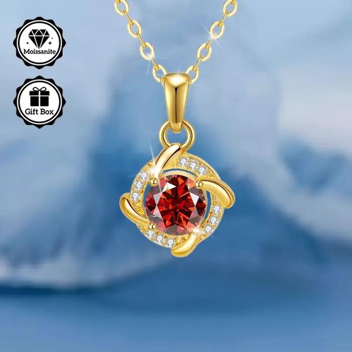 Collier moissanite 1 carat pour femme, bijoux pour femme, collier hypoallergénique, plaqué or, cadeau de noël