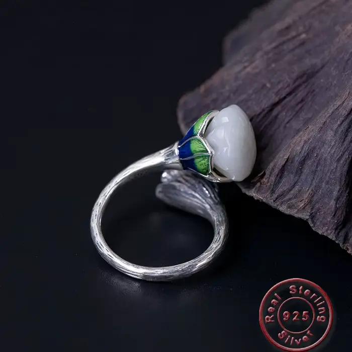 Amxiu-Bague de Luxe en Argent Sterling 925 et Pierre Naturelle, Anneau Ouvert pour Femme, Accessoires de ix, Cadeau pour Mère, Anel Bijoux