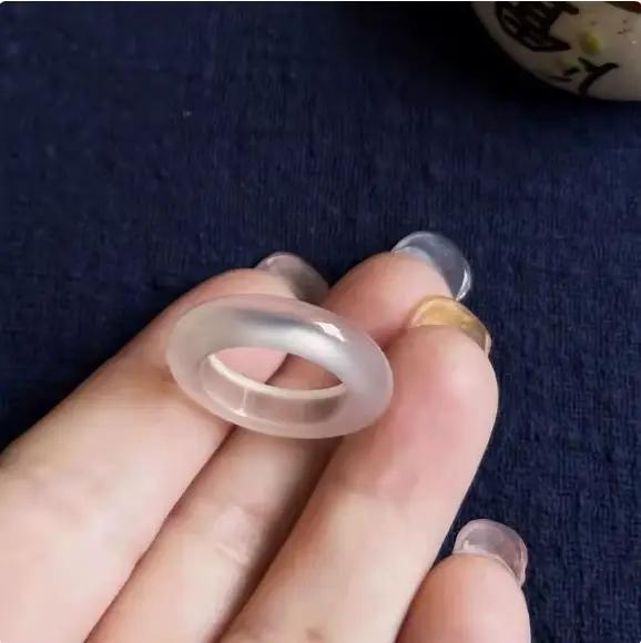 Bague en Agate Naturelle pour Femme, Bijou Élégant, Cadeau, Pierres Énergétiques de Guérison, Agate Blanche Haute Qualité, Anneaux en Jade