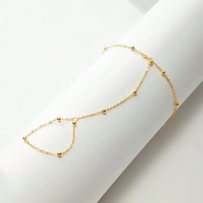 Aide-Bracelets à main perlés minimalistes pour femme, argent 925, bijoux à la main et bague, bijoux Boho, cadeau de fiançailles
