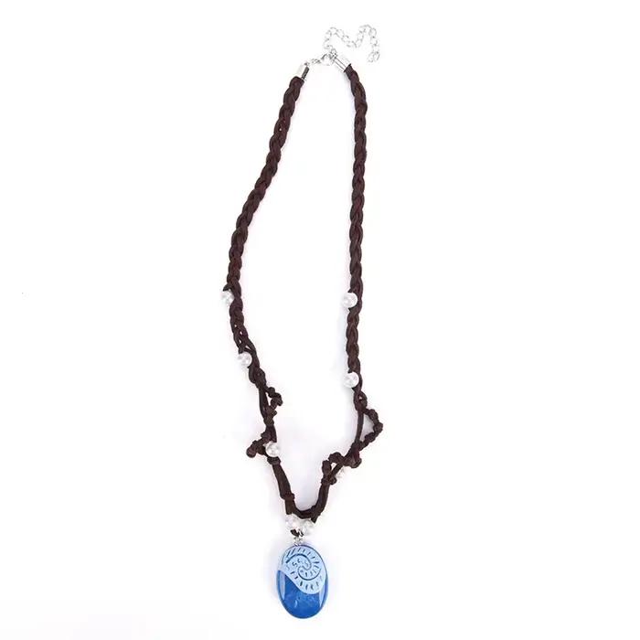 Collier de princesse Moana pour femmes et filles, accessoires de bijoux, film animé, Cosplay, corde en cuir tressée à la main
