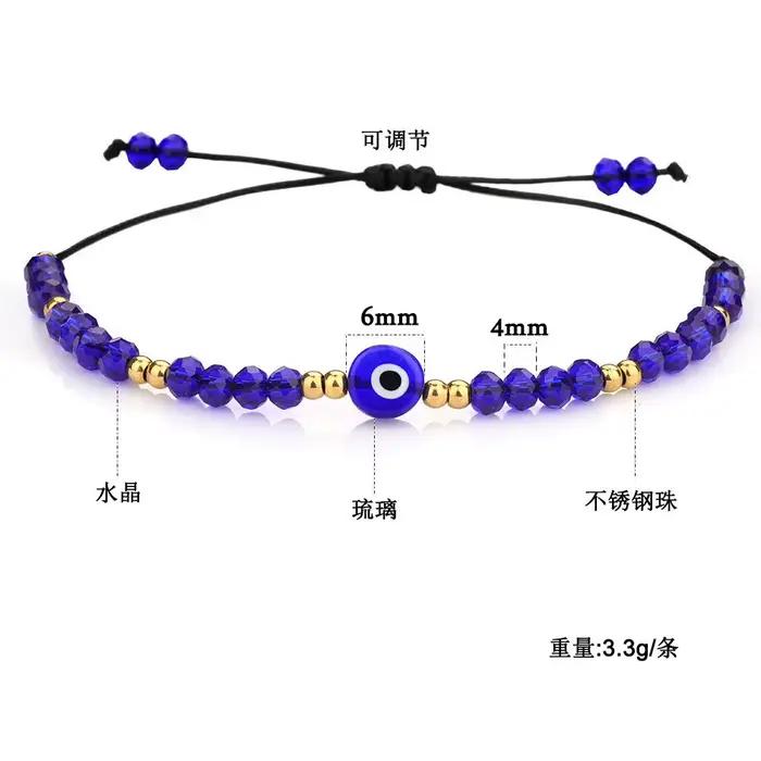 Ensembles de bracelets turcs anti-mal avec perles en résine et cristaux colorés, chaîne en corde, breloques œil porte-bonheur pour couples, bracelets pour hommes et femmes, bijoux de charme