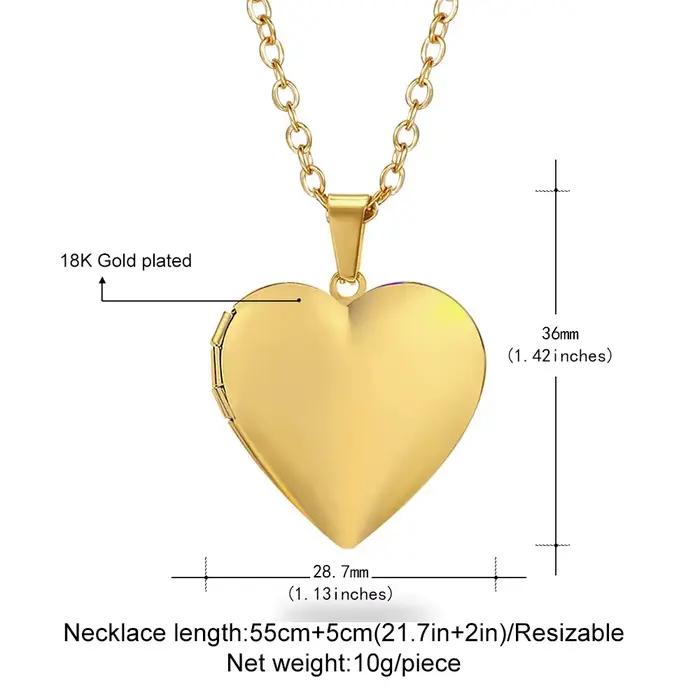 Collier avec pendentif médaillon en forme de cœur, Image personnalisée, chaîne à faire soi-même, pour hommes et femmes, bijoux cadeaux personnalisés, 1/2
