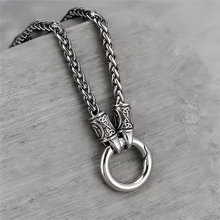 Collier vintage en chaîne os de dragon pour femme, pendentif cercle simple et tendance, bijoux de rue, cadeaux