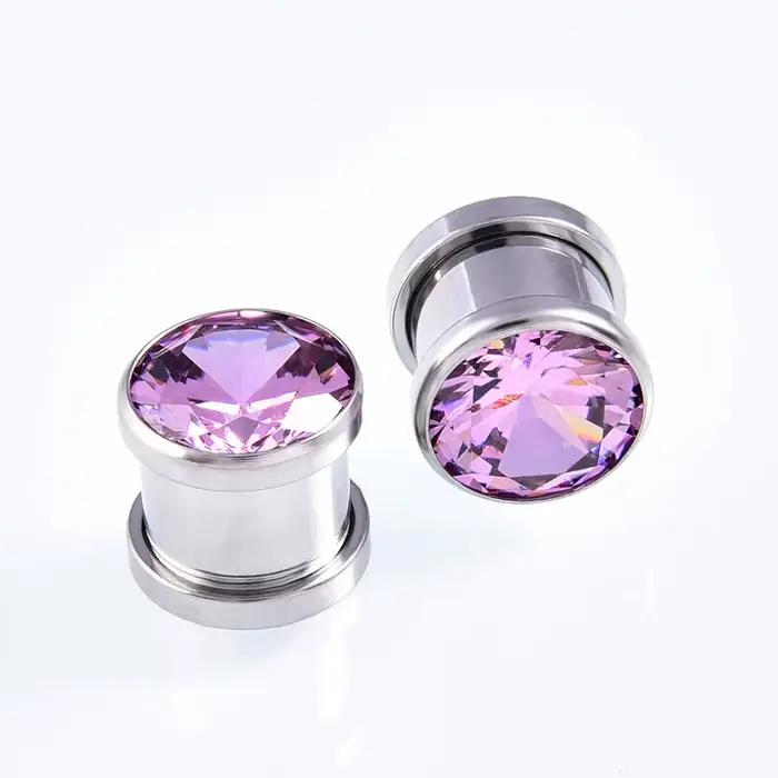 1 paire de bouchons d'oreille en cristal Zircon, boucles d'oreilles Tunnel, extenseurs de Cartilage, jauges, bouchons de chair et Tunnels, Piercing, bijoux pour le corps
