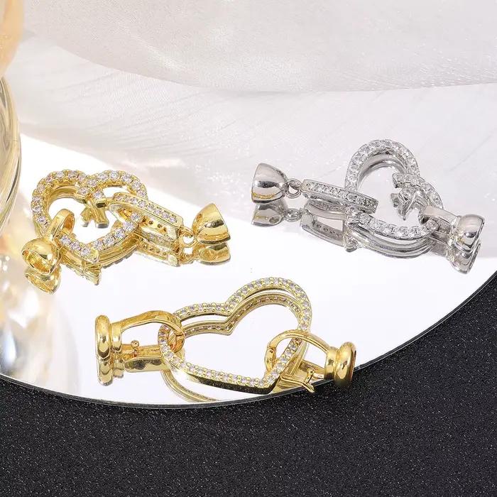 Juya collier fermetures fermoirs en or attaches pour la fabrication de bijoux fournitures pièces de luxe en Zircon Bracelets serrures accessoires perlés