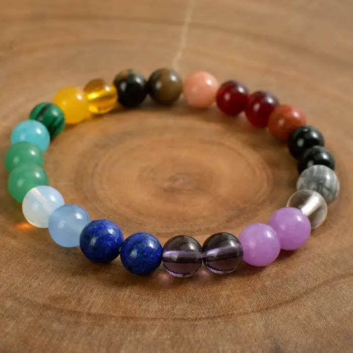 Bracelet bohème en pierre arc-en-ciel, à portée de main, meilleurs vœux, pierre naturelle colorée, perles énergétiques, bijoux cadeaux