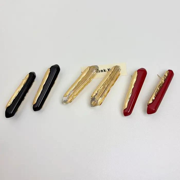 Boucles d'oreilles tendance en résine géométrique pour femme, bijoux de luxe élégants et personnalisés, clous d'oreilles imposants et originaux
