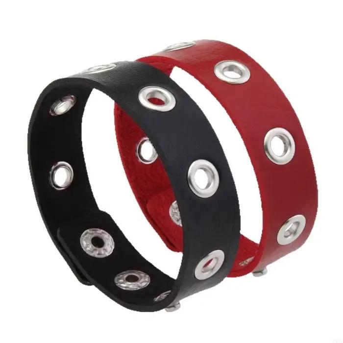 Bracelet gothique en cuir PU avec design minimaliste et ajustement réglable pour femmes occasions spéciales et streetwear