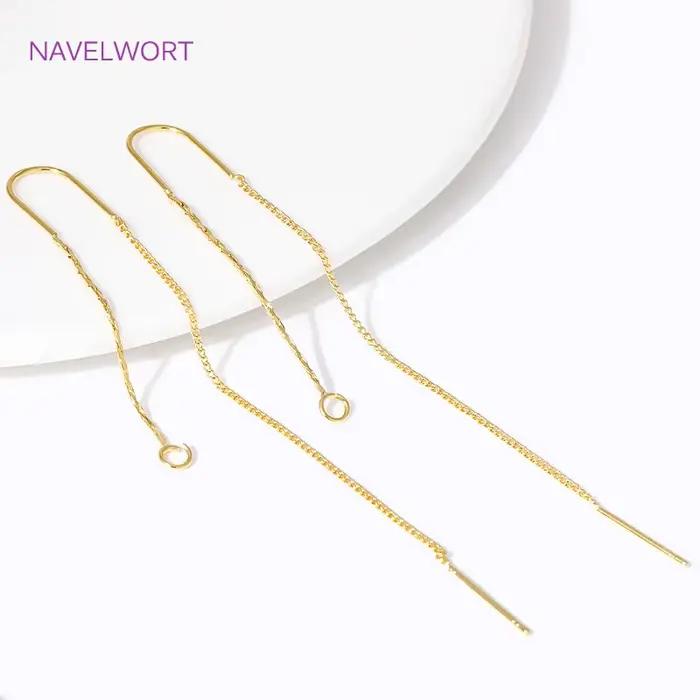 Boucles d'oreilles à long pompon plaqué or 18 carats, fil d'oreille en laiton, barre en U centrale et anneau ouvert, boucle d'oreille bricolage, accessoires exécutifs