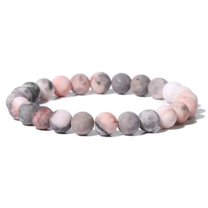 Bracelet classique en pierre naturelle mate pour hommes et femmes, perles d'oeil de tigre, Amazonite perlée, bijoux de Yoga, 8mm, nouvelle collection