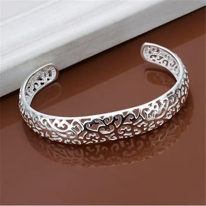 Bracelet ouvert en argent Sterling 925 pour femmes et filles, mignon, cadeau préféré, breloque rétro, bijoux circulaires exquis à la mode