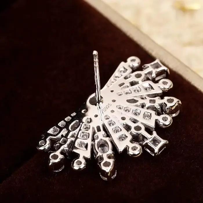 Boucles d'oreilles en argent pur 2024 pour femmes, démontrent de neige étoilés, étoiles, bijoux élégants et charmants, cadeaux pour les travailleurs de la marque, tendance et chaude, nouveau, 925