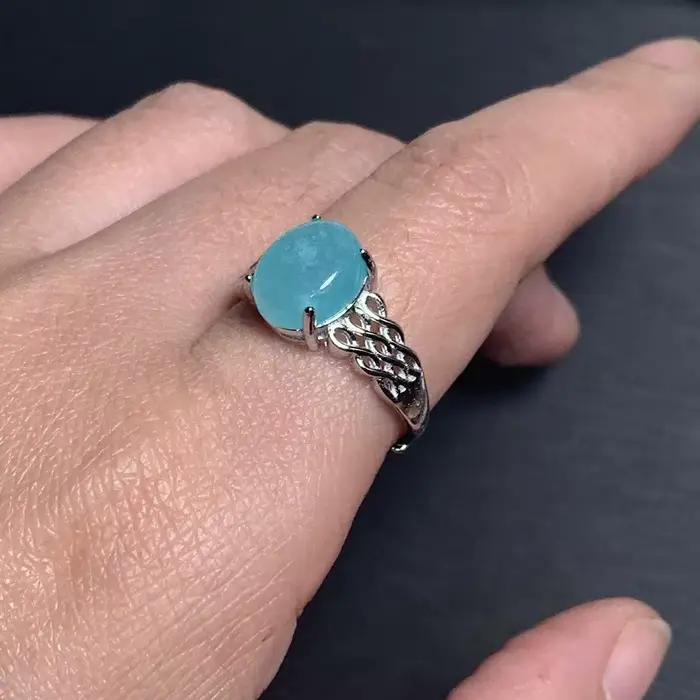 Bague réglable en Amazonite naturelle 56 pour femme, bijoux de haute qualité, style vintage, vente en gros