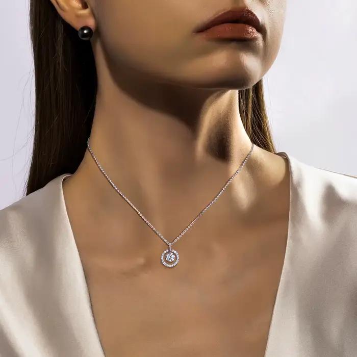 AnuJewel 3ct D couleur Moissanite diamant Halo pendentif collier 925 en argent Sterling cadeaux de saint valentin bijoux en gros