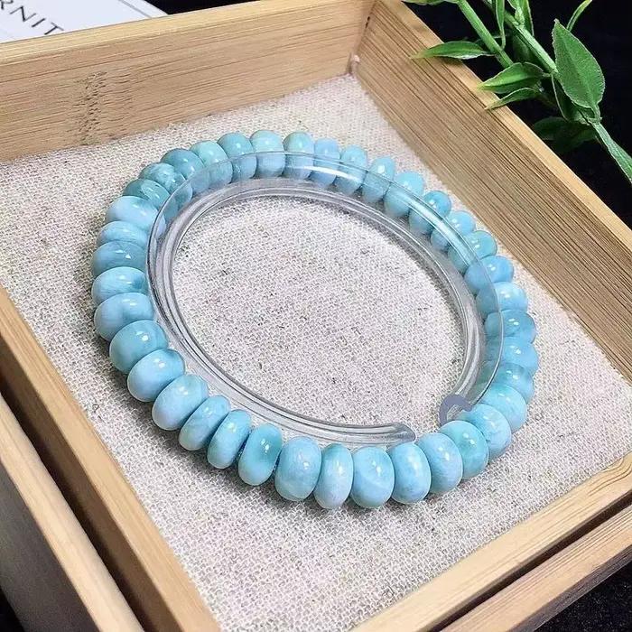 Bracelet de perles de boulier Larimar bleu naturel, 8mm, bijoux en pierres précieuses de guérison, motif d'eau extensible AAAAA