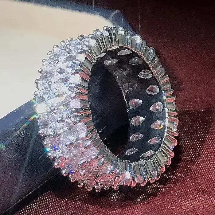 Bague élégante en argent regardé 925 pour femme, grosse goutte d'eau, matiques en pierre, promesse d'amour, cadeaux de la fête de Léon