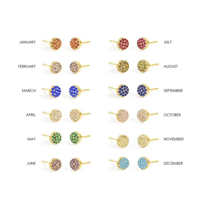 EManco Nouvelles Boucles d'Oreilles Perforées Pierre de Naissance en Zirconium, Bijoux en Acier Inoxydable, Cadeau d'Anniversaire