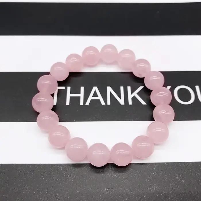 Bracelet extensible en pierre naturelle de quartz rose en poudre, bijoux perlés, cadeau pour femme et amoureux, vente en gros