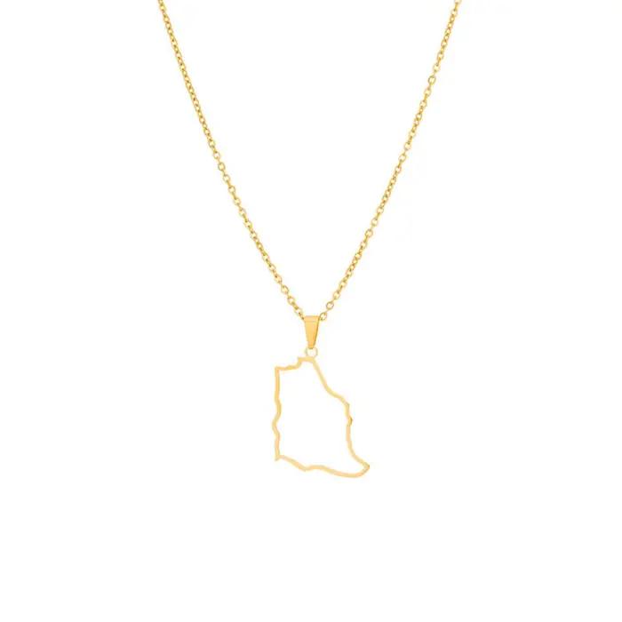 Collier pendentif carte de l'arabie saoudite, bijoux en acier inoxydable, cadeau patriotique pour femmes et hommes