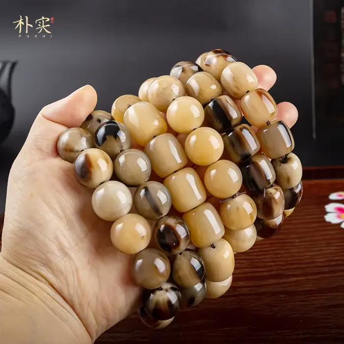 Corne naturelle pour hommes, perles de bouddha Yak, bracelet unisexe, chaîne à main