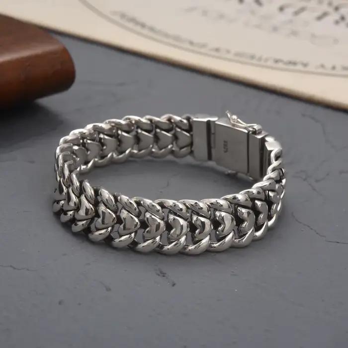 Nouveau bracelet d'amour brillant, simple et tendance, large de 16 mm, version large et imposante, polyvalent, style industriel lourd