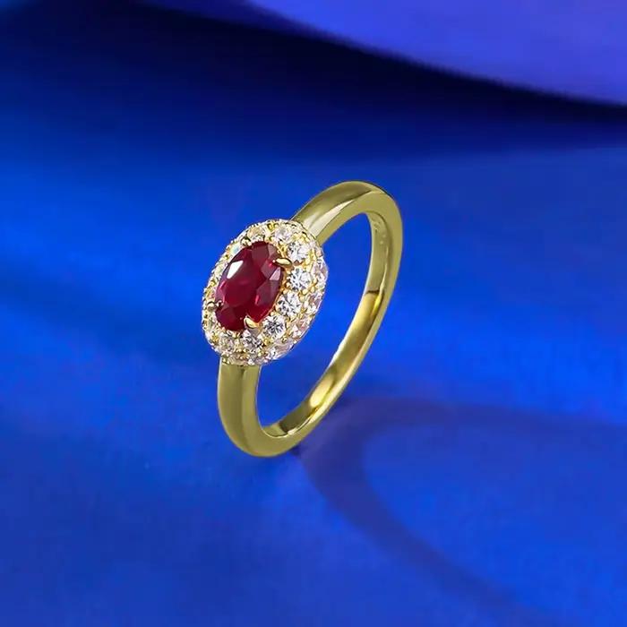 Wong Rain – bague de fiançailles Vintage en argent Sterling 925, coupe ovale, rubis 4x6 MM, pierres précieuses en diamant à haute teneur en carbone, bijoux fins, cadeaux pour femmes