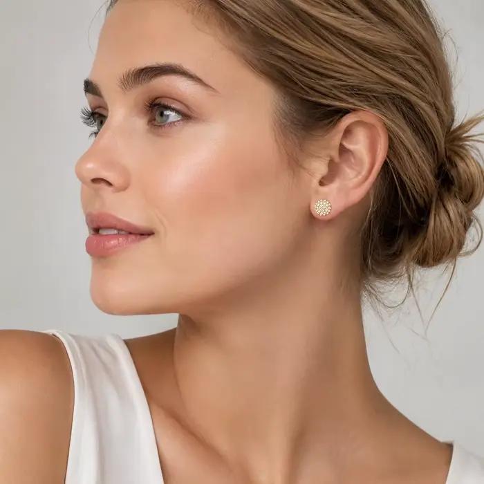 Boucles d'oreilles boule de pierre blanche plaquée or Rose, bijoux fins romantiques européens pour femmes, cadeau en argent Sterling 925 pur