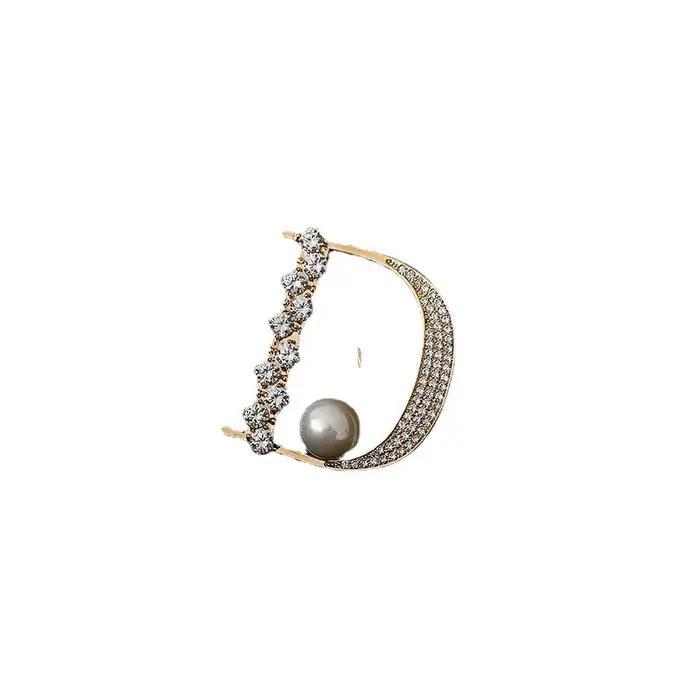 Bijoux de luxe en Zircon plaqué or 14K, nouveau Design coréen, perle de luxe, broche lettre D, accessoires élégants pour le travail quotidien des femmes