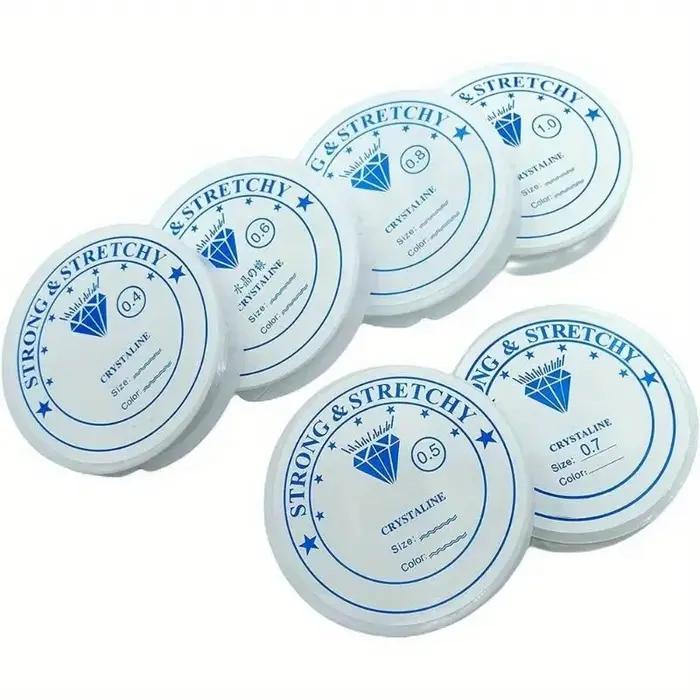 6 rouleaux de fil élastique de 0,8 mm d'épaisseur, 6 mètres, pour bracelets, fabrication de bijoux DIY, cordon extensible pour perles, fil à cristaux