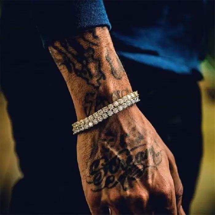 Bracelet de Tennis hip hop en zircone cubique pour hommes, chaîne à maillons en cristal sur la main, bijoux Streetwear, 3mm