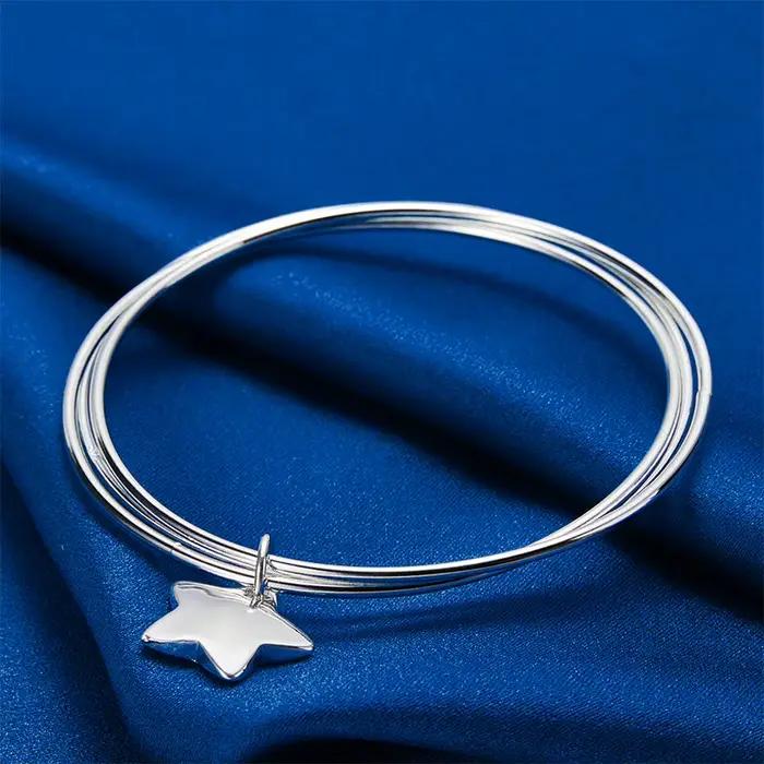 Bracelet étoile élégant en argent sterling 925, bijoux pour femmes, accessoires de mode pour mariage et fête