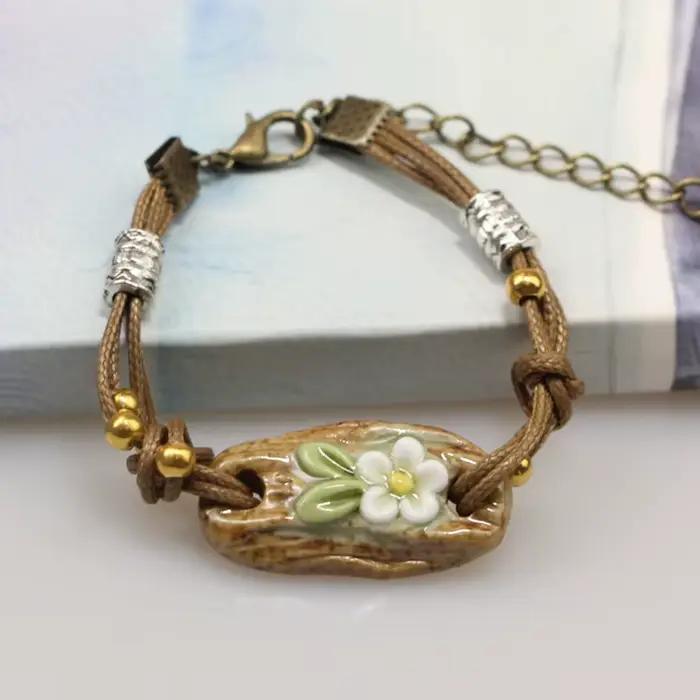 Bracelets porte-bonheur en céramique faits à la main, Bracelets enroulés pour femmes, bijoux et accessoires de mode, vente en gros # BY329