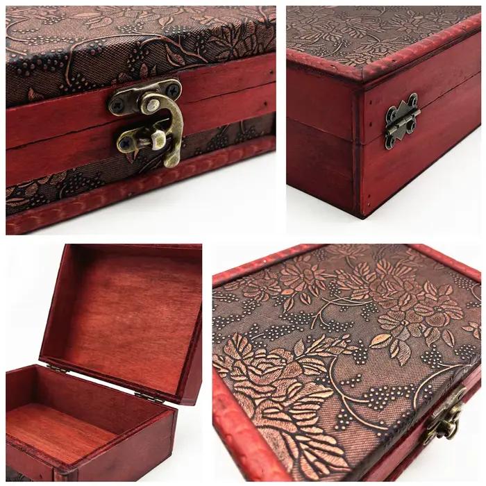 Boîte de rangement en bois rétro pour bijoux, cartes de tarot, organisateur de bureau, conteneur à clapet en bois, étui cadeau