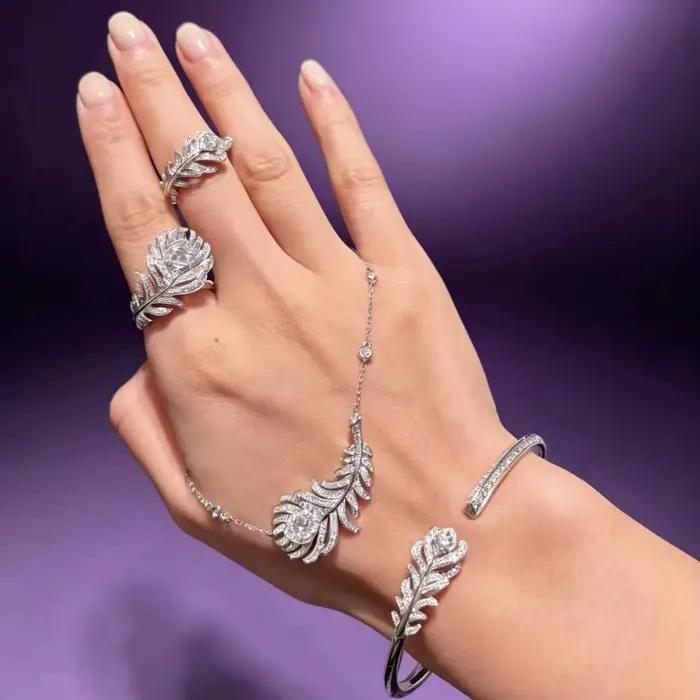 Ensemble de bijoux élégant pour femme avec collier, bague, bracelet et boucles d'oreilles en argent 925 plaqué or/rose, serti de zircon 5A étincelant, cadeau idéal