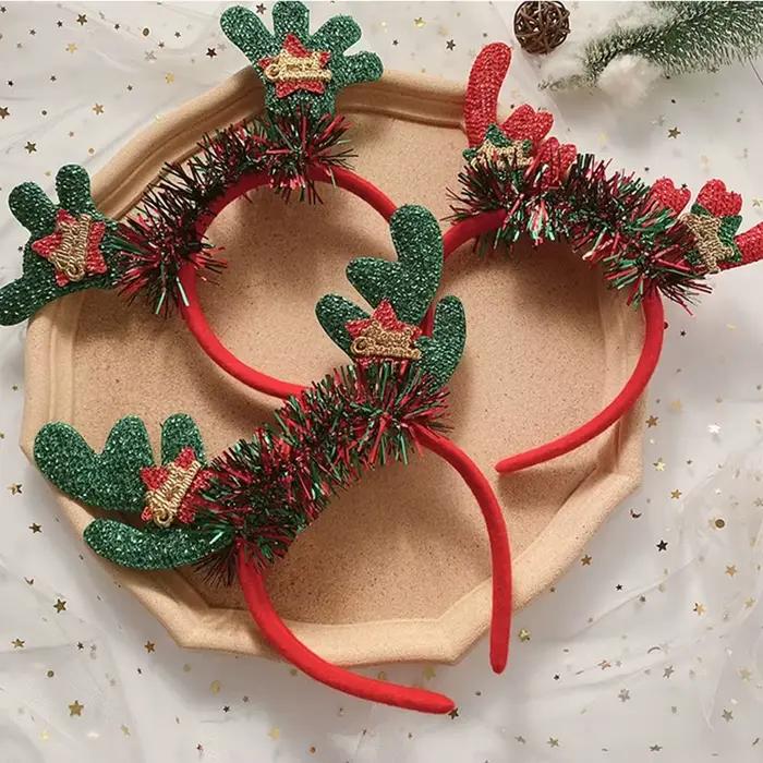 Déguir renne Santa arbre de noël bandeau de cheveux bois bandeau décoration de noël femme cerceau de cheveux bandeau de noël