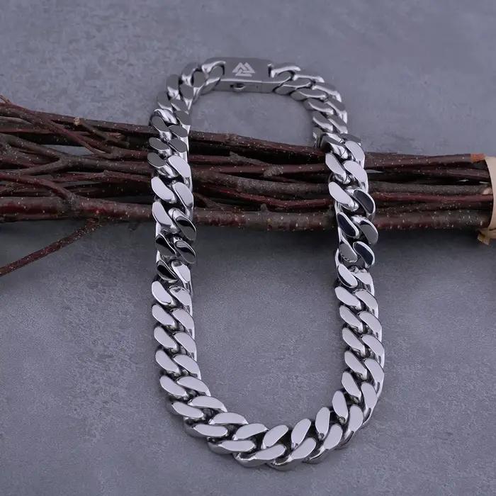 Chaîne cubaine Hip Hop pour hommes, collier en acier inoxydable fin poli, coupe sur les quatre côtés, cadeau de Couple pour petit ami, vente en gros