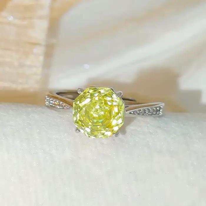 Bague pour femme en argent sterling 925 avec diamant à taille rose et haute teneur en carbone, simple, douce et élégante, pour mariage