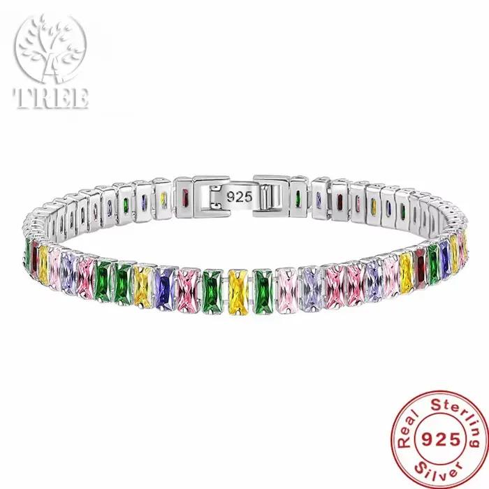 Offres spéciales 925 Bracelet en argent Sterling couleur Noble cristal main pour femmes hommes charme mariage concepteur bijoux cadeau fête 18 cm