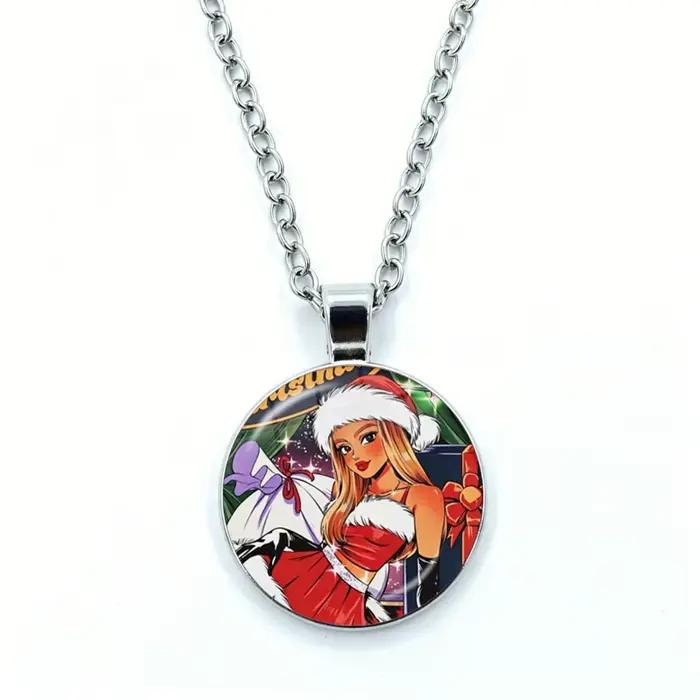 Collier Ariana Grande pour femme, bijoux, pendentif en verre cabochon, collier tendance en cristal, vente en gros