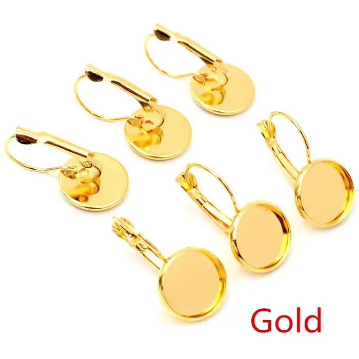 12mm 10 pcs/Lot 13 Populaire Couleurs Plaqué Français Levier Retour Boucles D'oreilles Blanc/Base, fit 12mm Verre Cabochons, Boutons, Lunettes de Boucle D'oreille