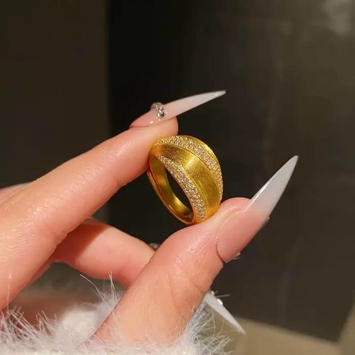 Bagues Vintage brossées en diamant clouté pour femmes, nouveau breloque, mode légère, luxe, haut de gamme, bijoux cadeau de banquet