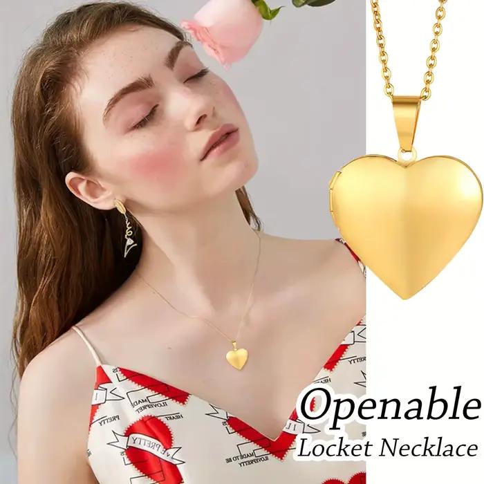 Collier avec pendentif médaillon en forme de cœur, Image personnalisée, chaîne à faire soi-même, pour hommes et femmes, bijoux cadeaux personnalisés, 1/2
