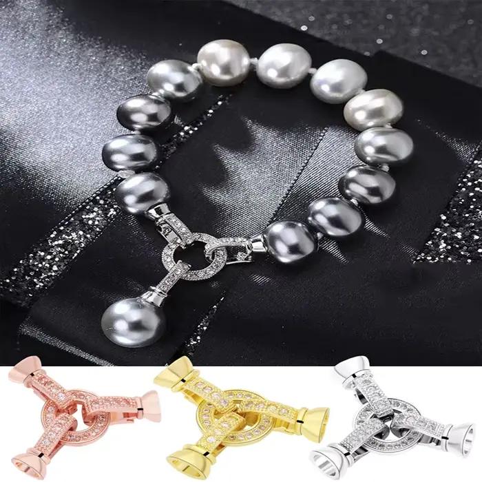 Juya collier fermetures fermoirs en or attaches pour la fabrication de bijoux fournitures pièces de luxe en Zircon Bracelets serrures accessoires perlés