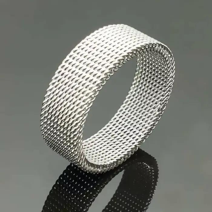 Bague moderne en acier inoxydable à mailles pour homme et femme, bijoux, anneau en maille, Anillos Mujer, Bague, Anel, Aneis