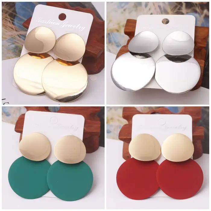 Boucles d'oreilles de luxe en métal doré pour femmes, grand cercle rond tendance, bijoux Vintage de personnalité de fête, 2025